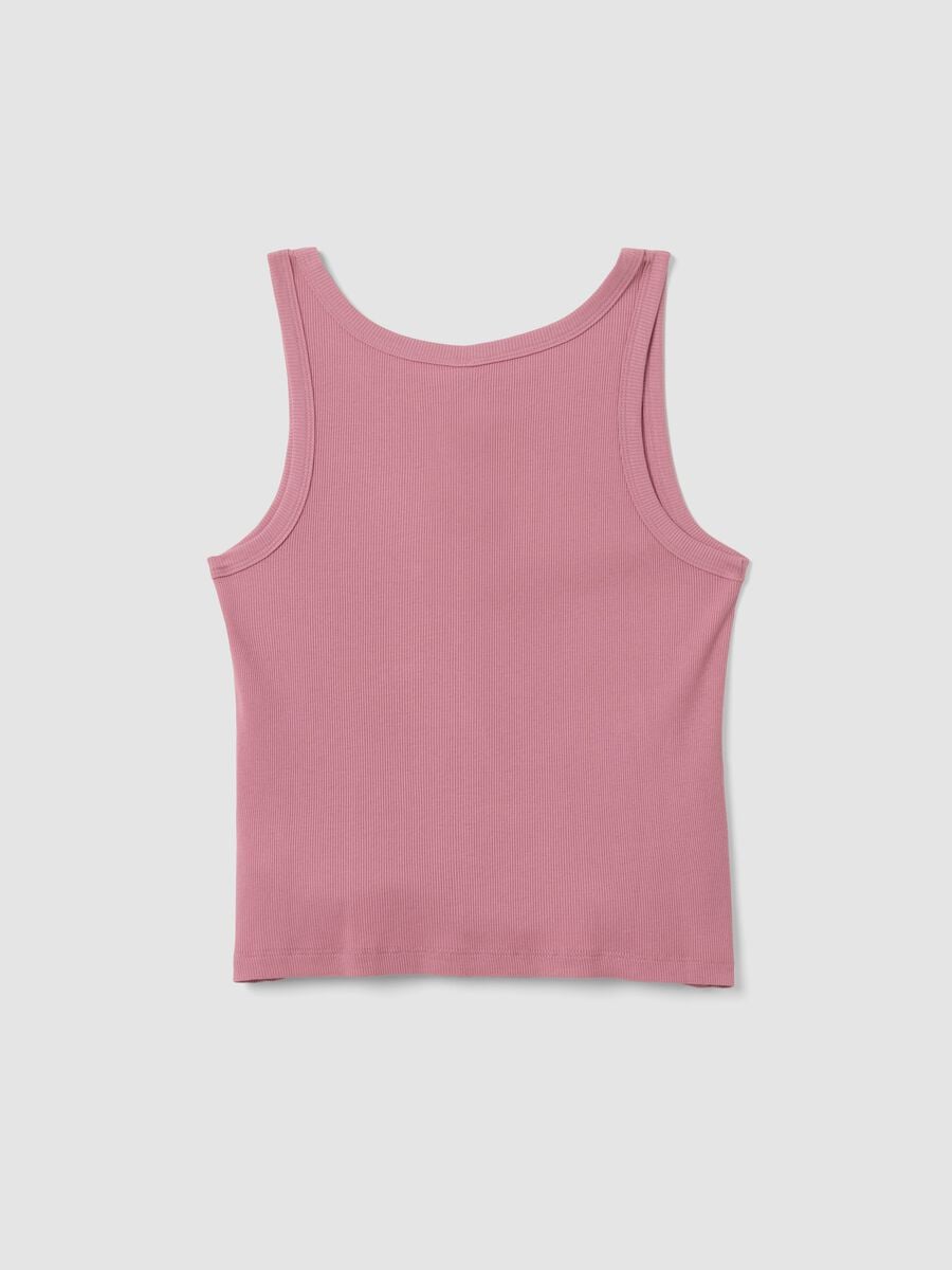 Canotta serafino rosa in misto cotone e viscosa a costine_5