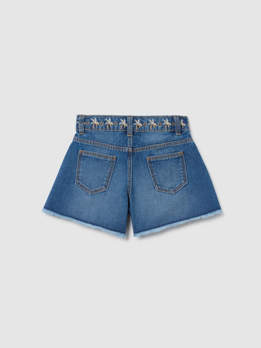 Children's pure cotton denim shorts with regular fit_1