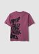 Purple pure cotton boys&rsquo; oversized T-shirt with print_4