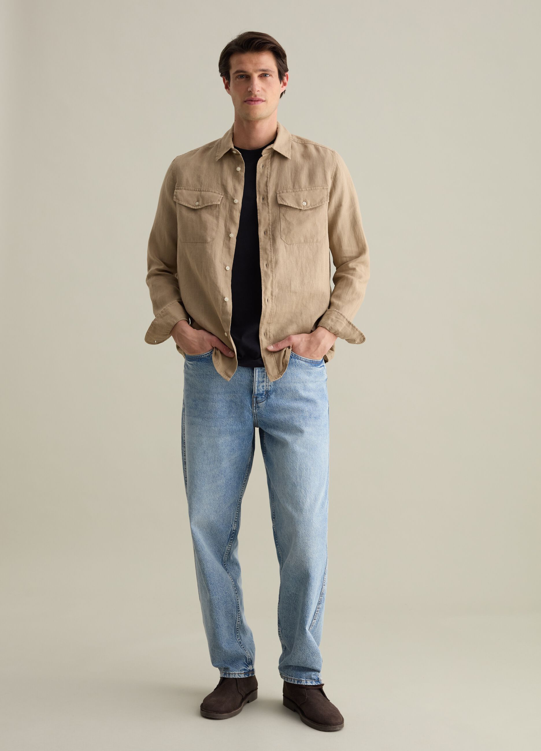 Regular-fit shirt in linen