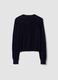 Blue pure wool crew-neck cardigan, regular fit_2