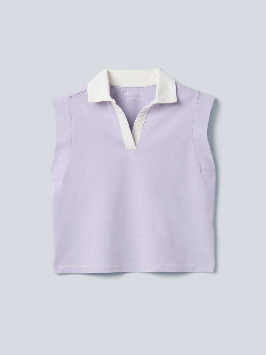Polo sportiva viola in cotone elasticizzato ALTAVIA COURT_3
