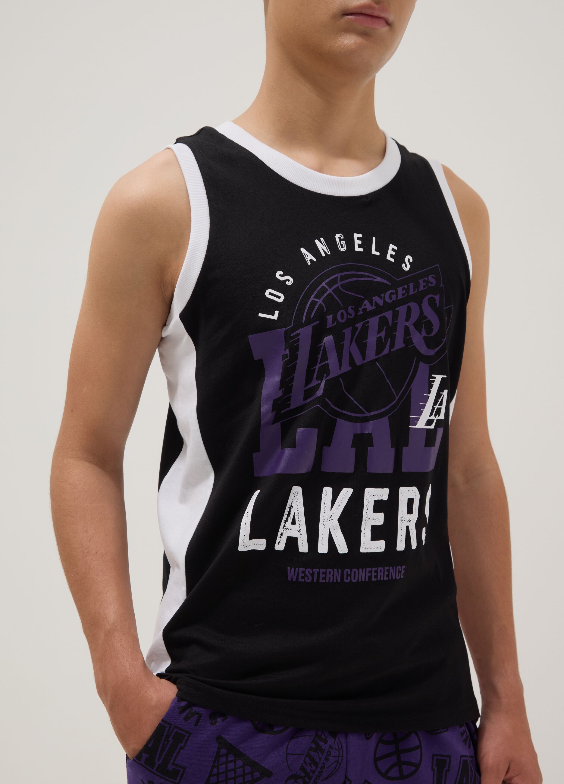 Canotta multicolor in puro cotone da ragazzo relaxed fit Lakers