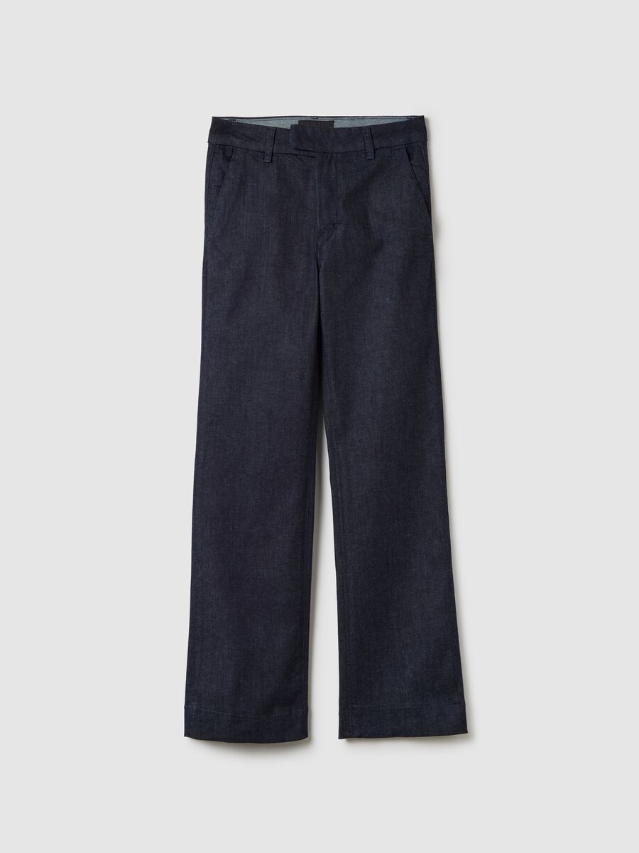 Dark-wash bootcut jeans with pockets_4