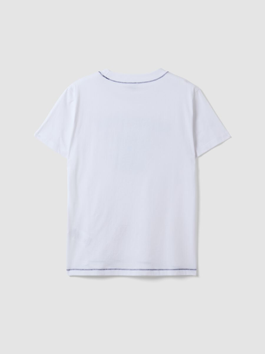White pure cotton T-shirt with Stitch print, regular fit_6