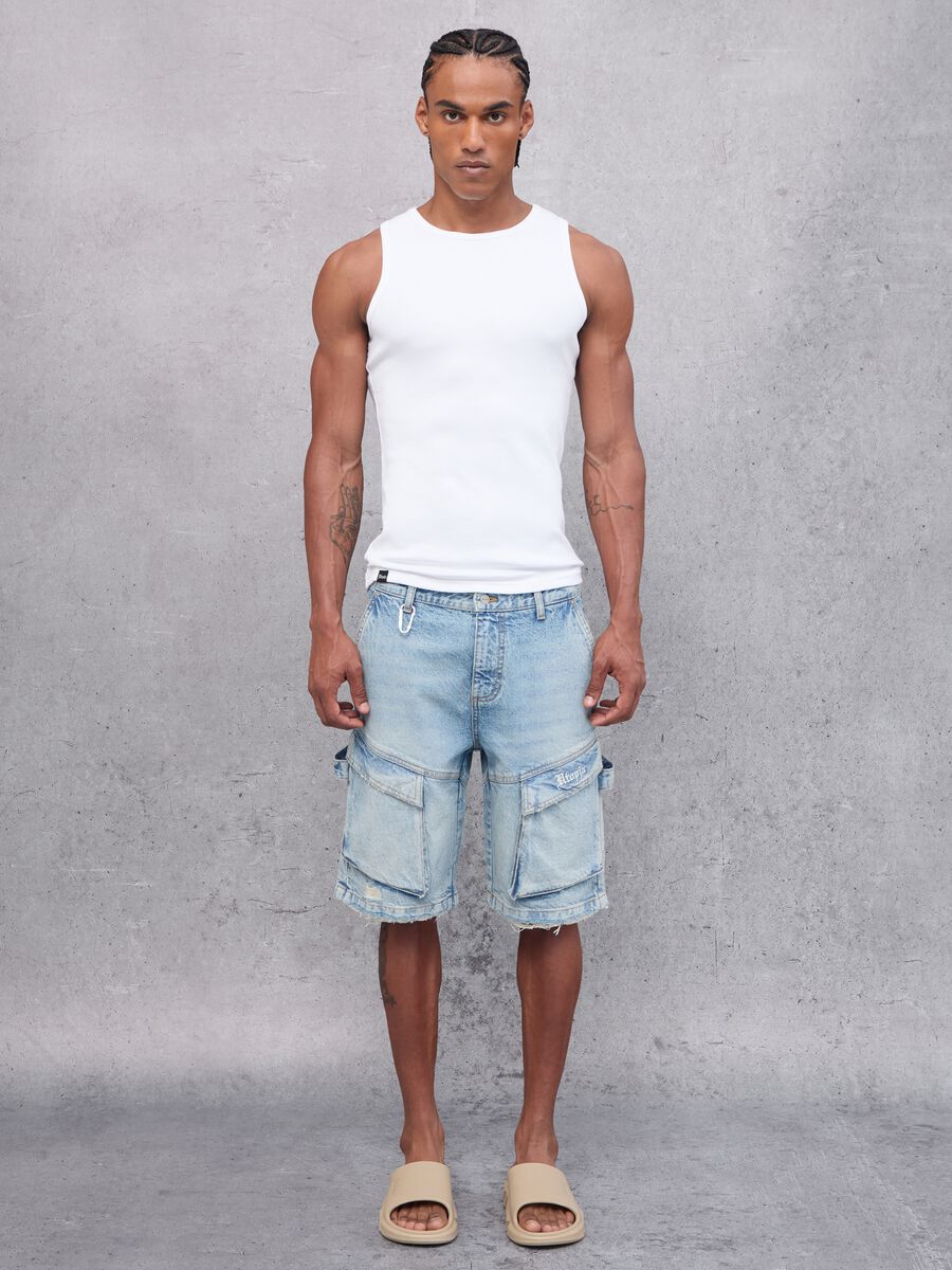 Denim Cargo Shorts Light Blue_1