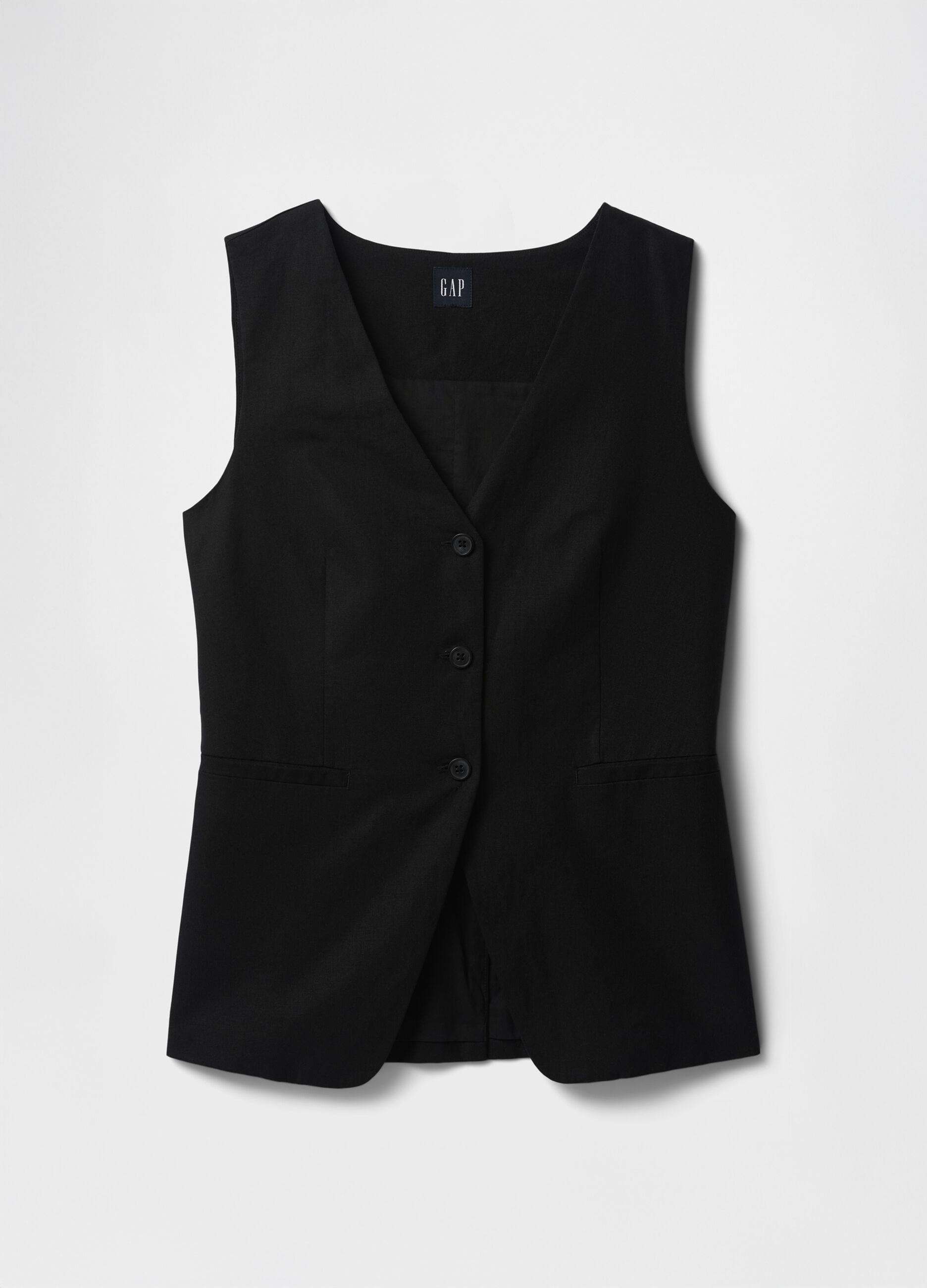 Black Linen and Viscose Waistcoat