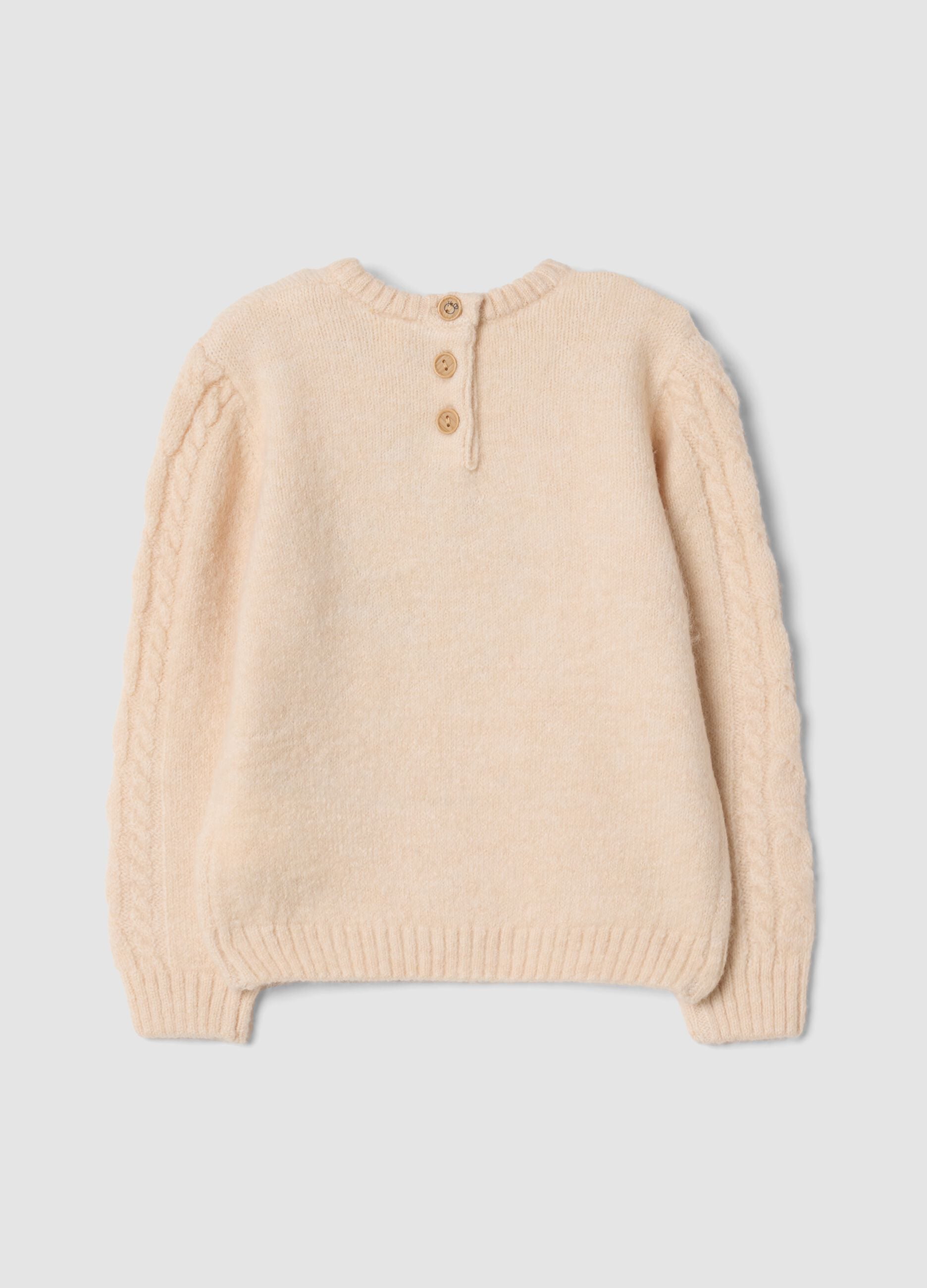 Pink crew-neck stretch top with Winnie the Pooh embroidery