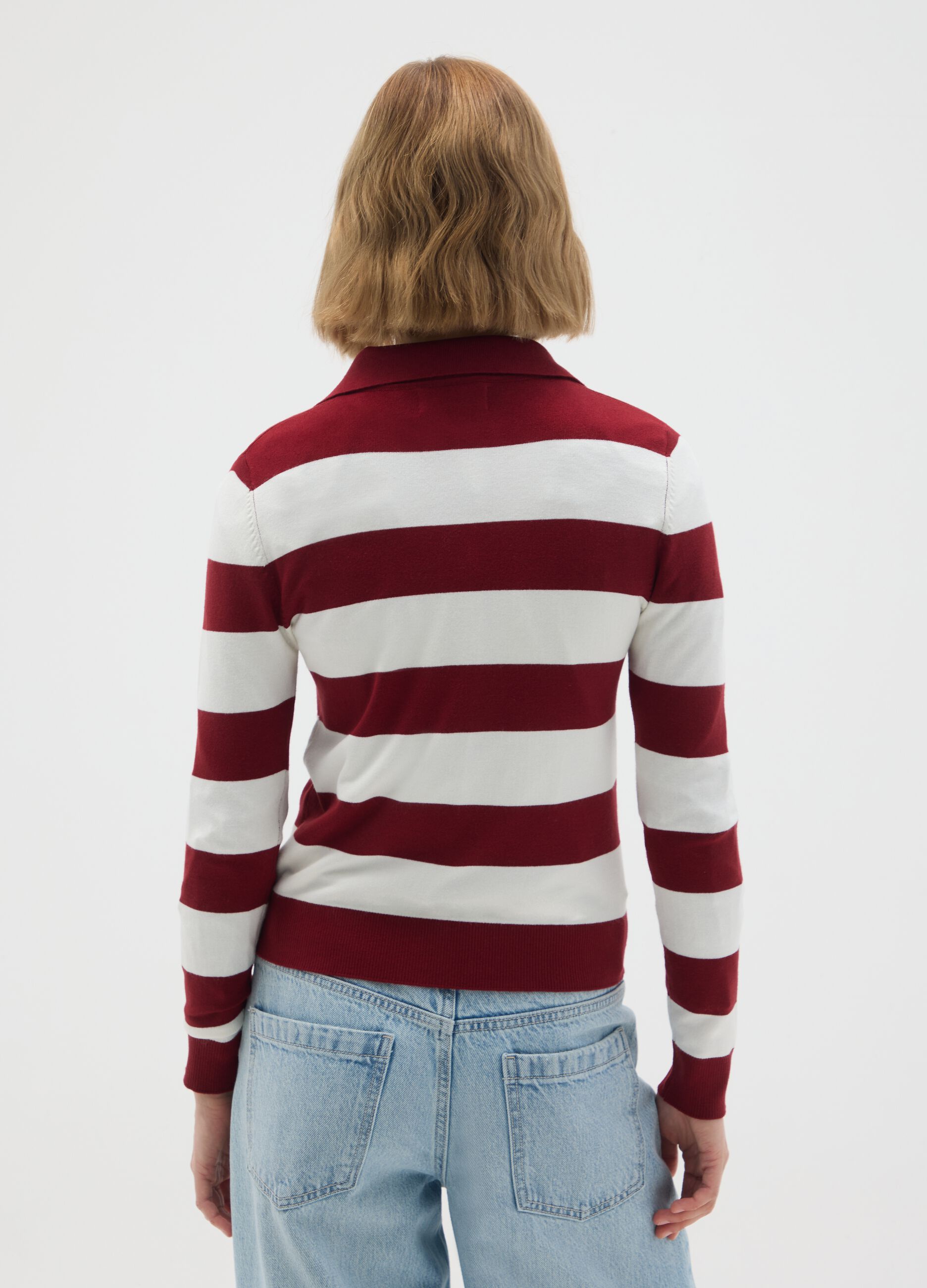 Multicolour viscose blend striped regular fit jumper