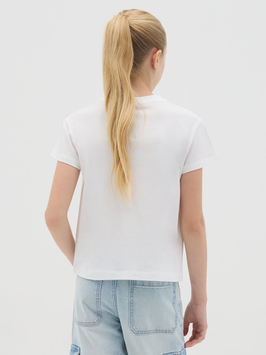 T-shirt bianca in cotone con stampa lettering_2