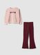 Multicolour pure cotton set with animal-print sweatshirt for girls_0