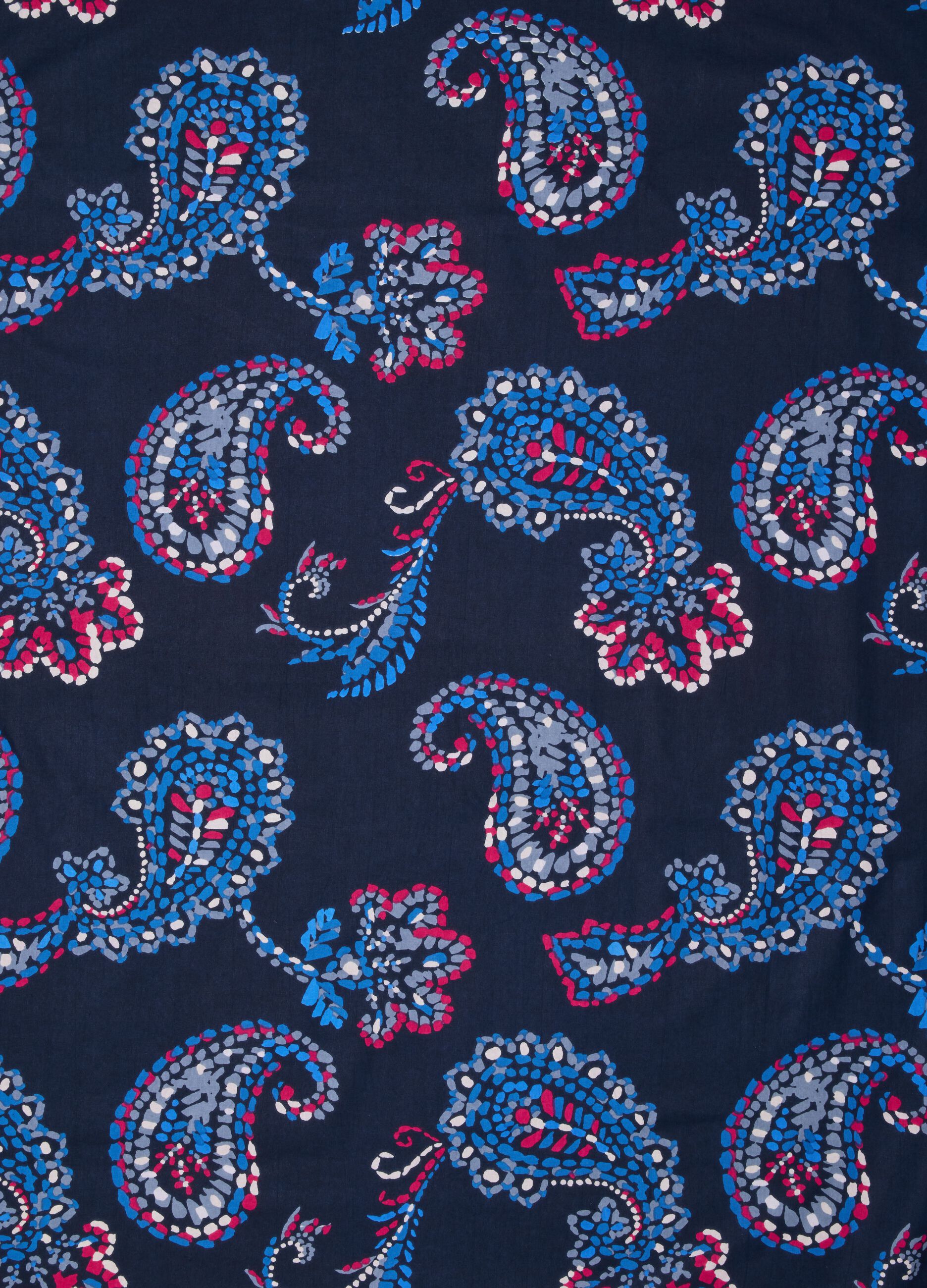 Blue pure cotton beach towel with paisley print