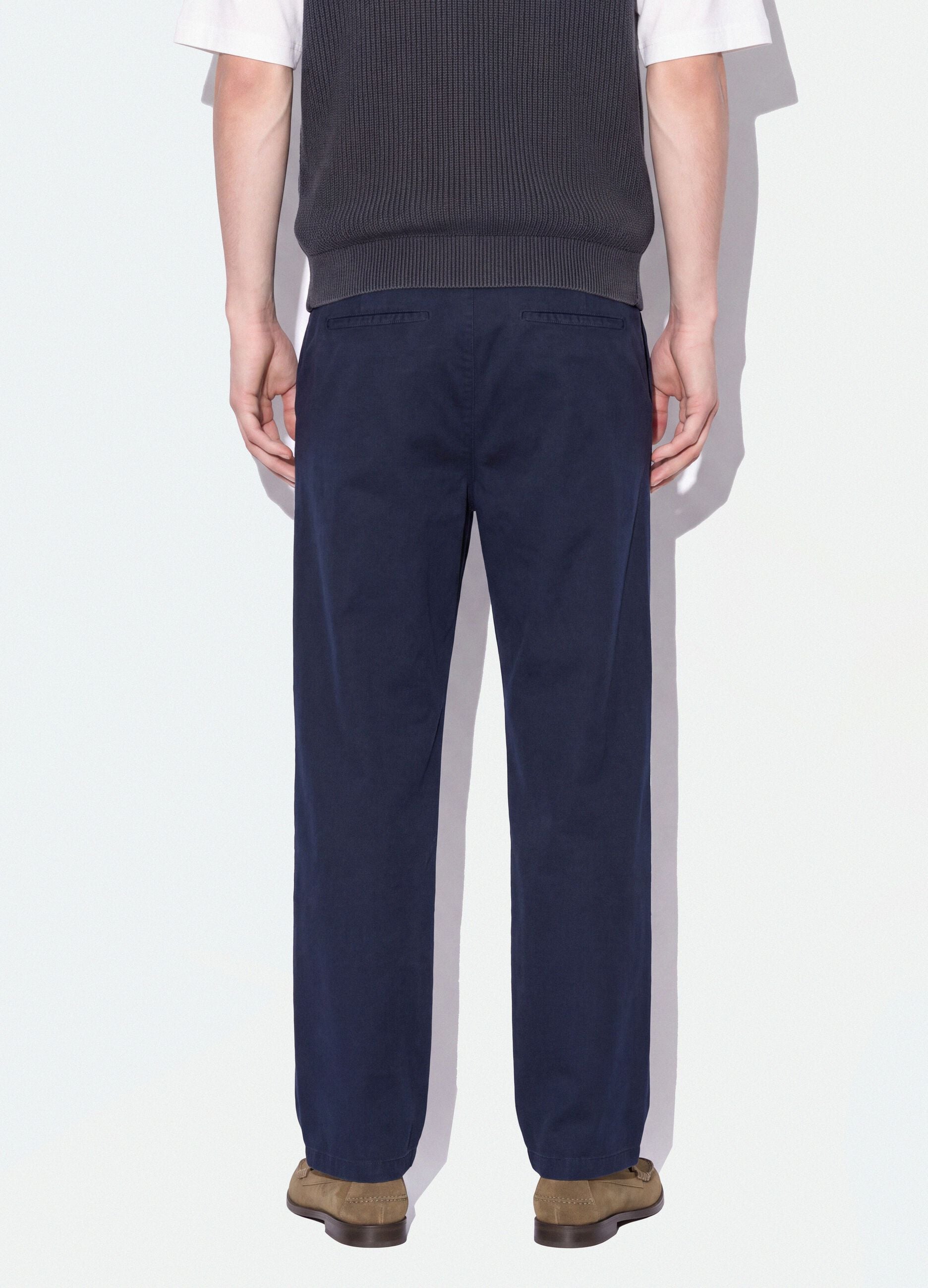 Pantaloni chino blu in puro cotone barrel fit