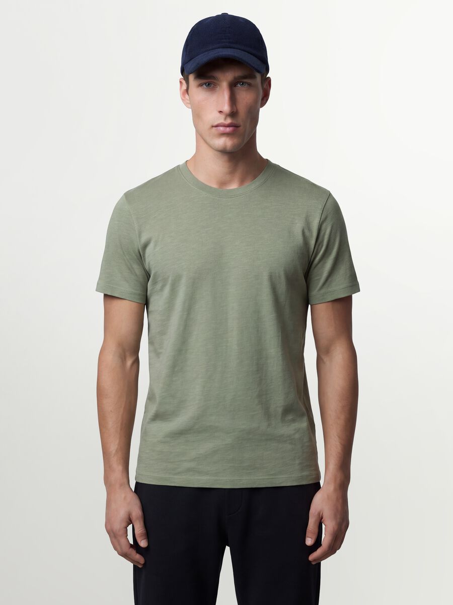 T-shirt grigia in puro cotone a maniche corte regular fit_1