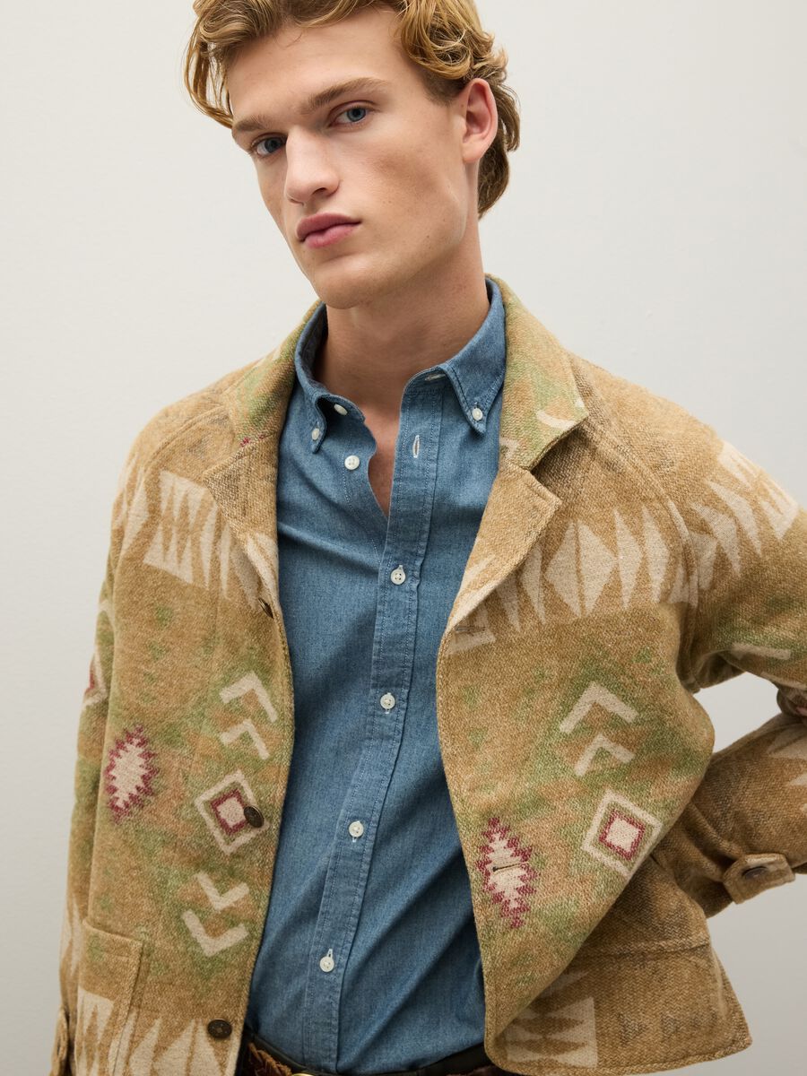 Giacca shacket beige con fanstasie e zip_0
