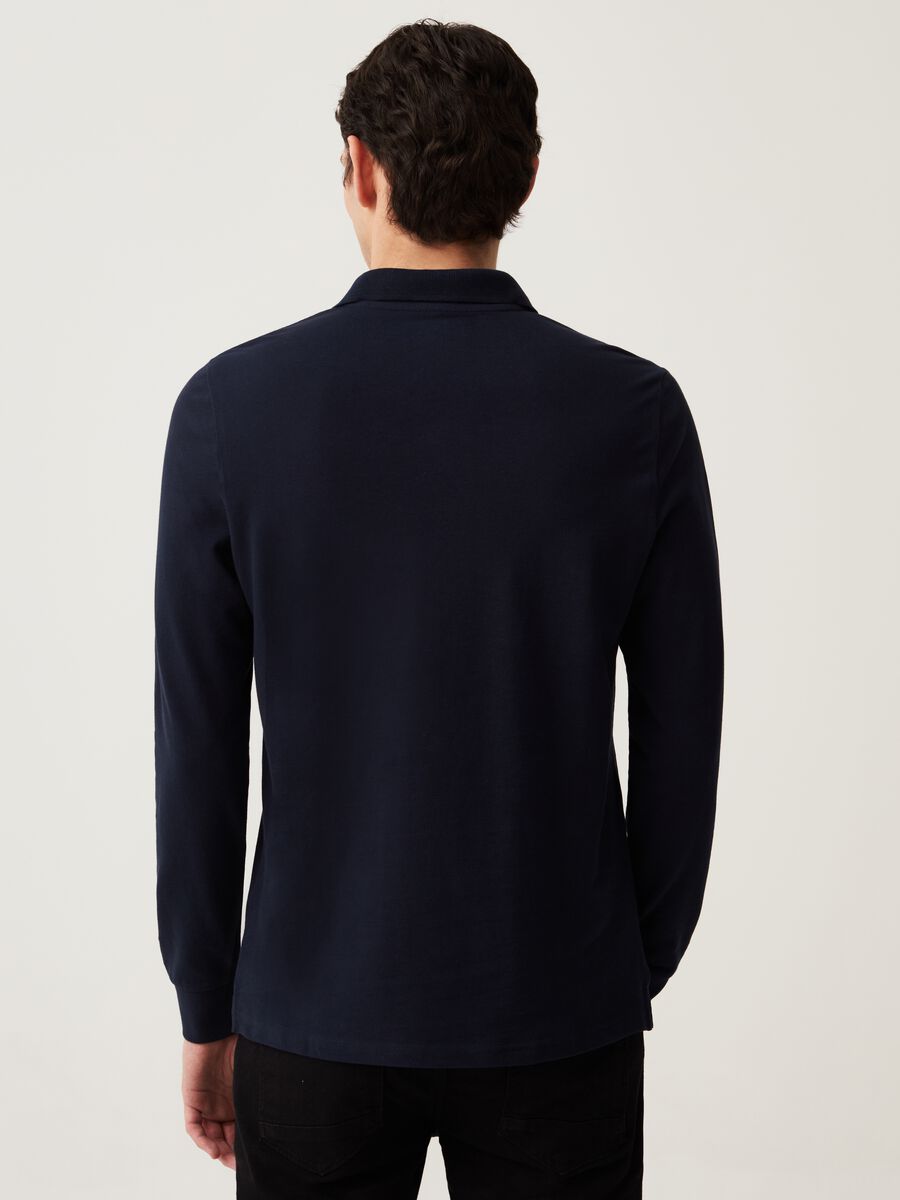 Long-sleeve polo shirt in cotton pique_3