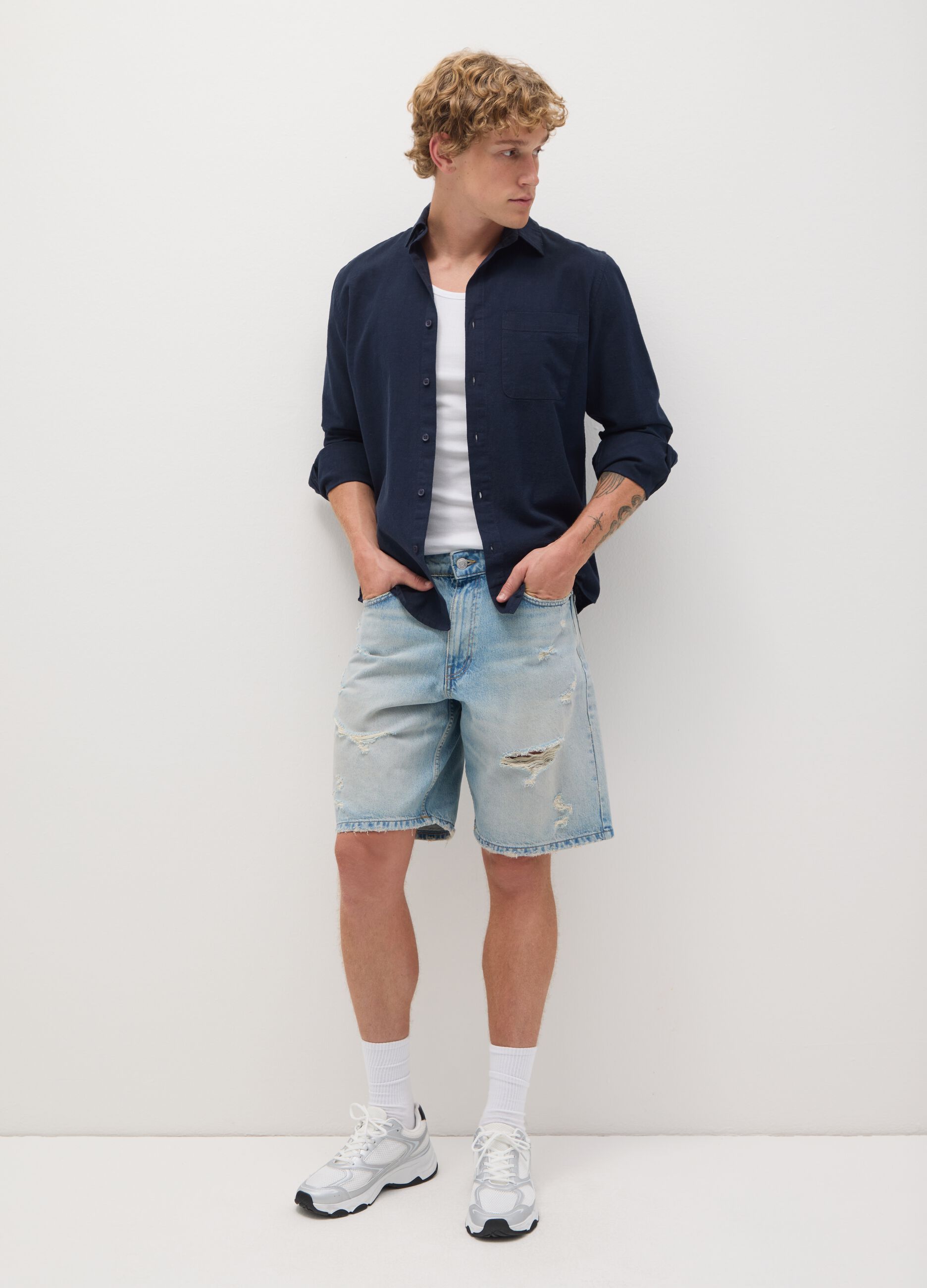 Men's Blue Cotton Regular Fit Shirt