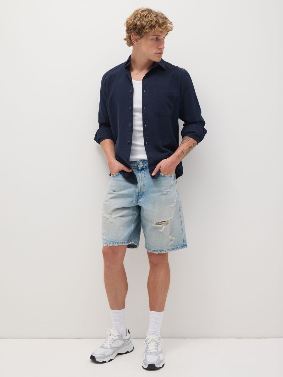 Men's Blue Cotton Regular Fit Shirt_1