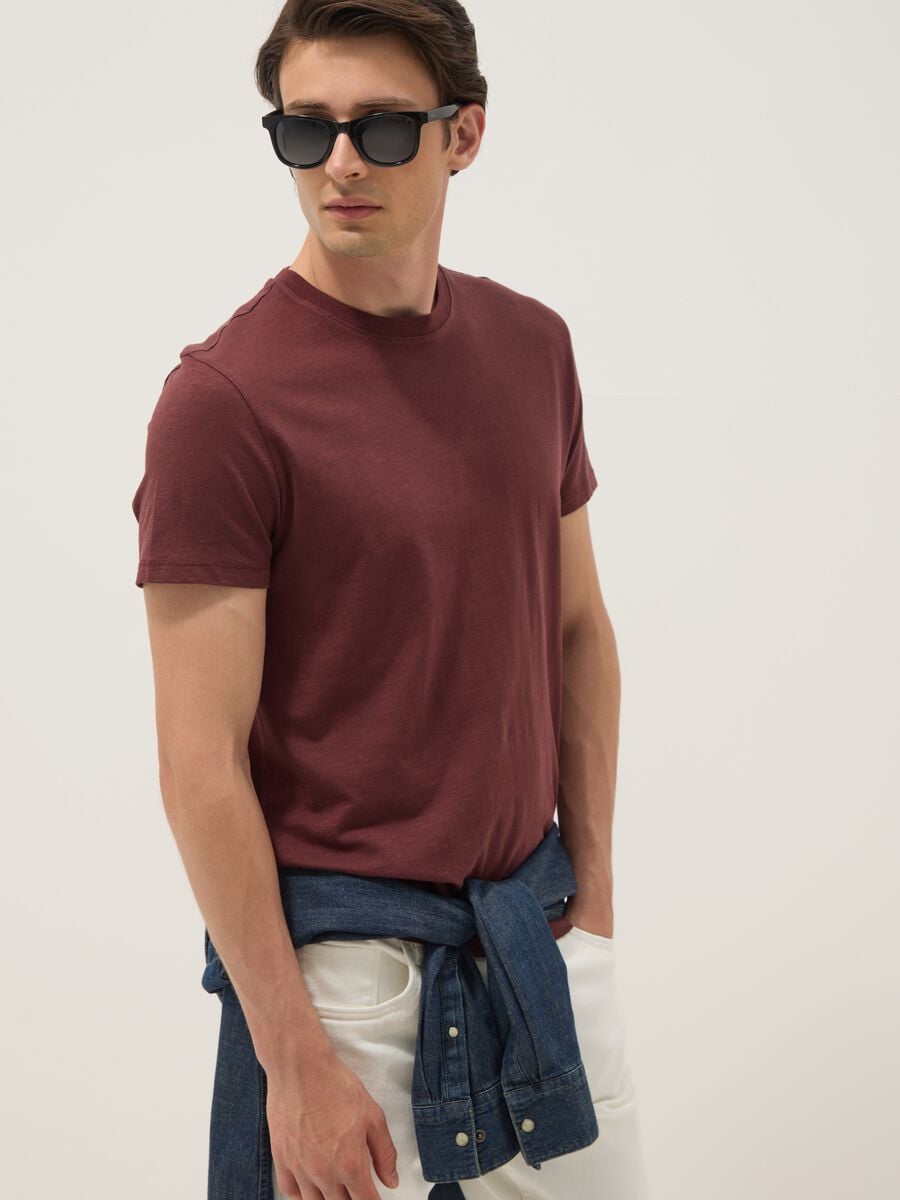 Brown pure cotton short sleeve t-shirt regular fit_0