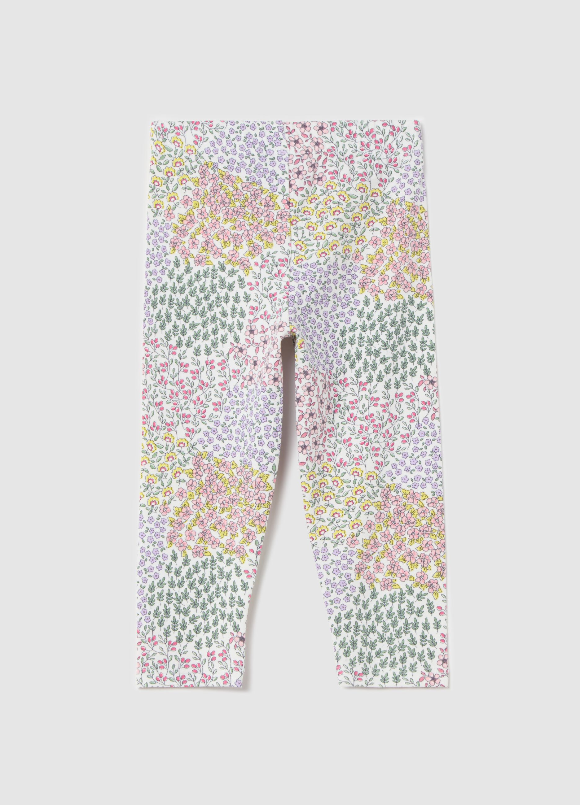 Legging floreali in cotone stretch