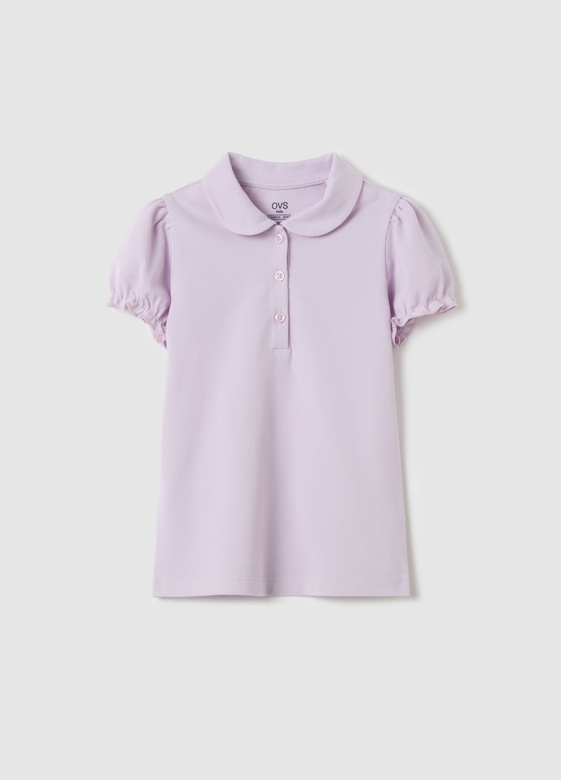 Polo shirt in piquet with puff sleeves