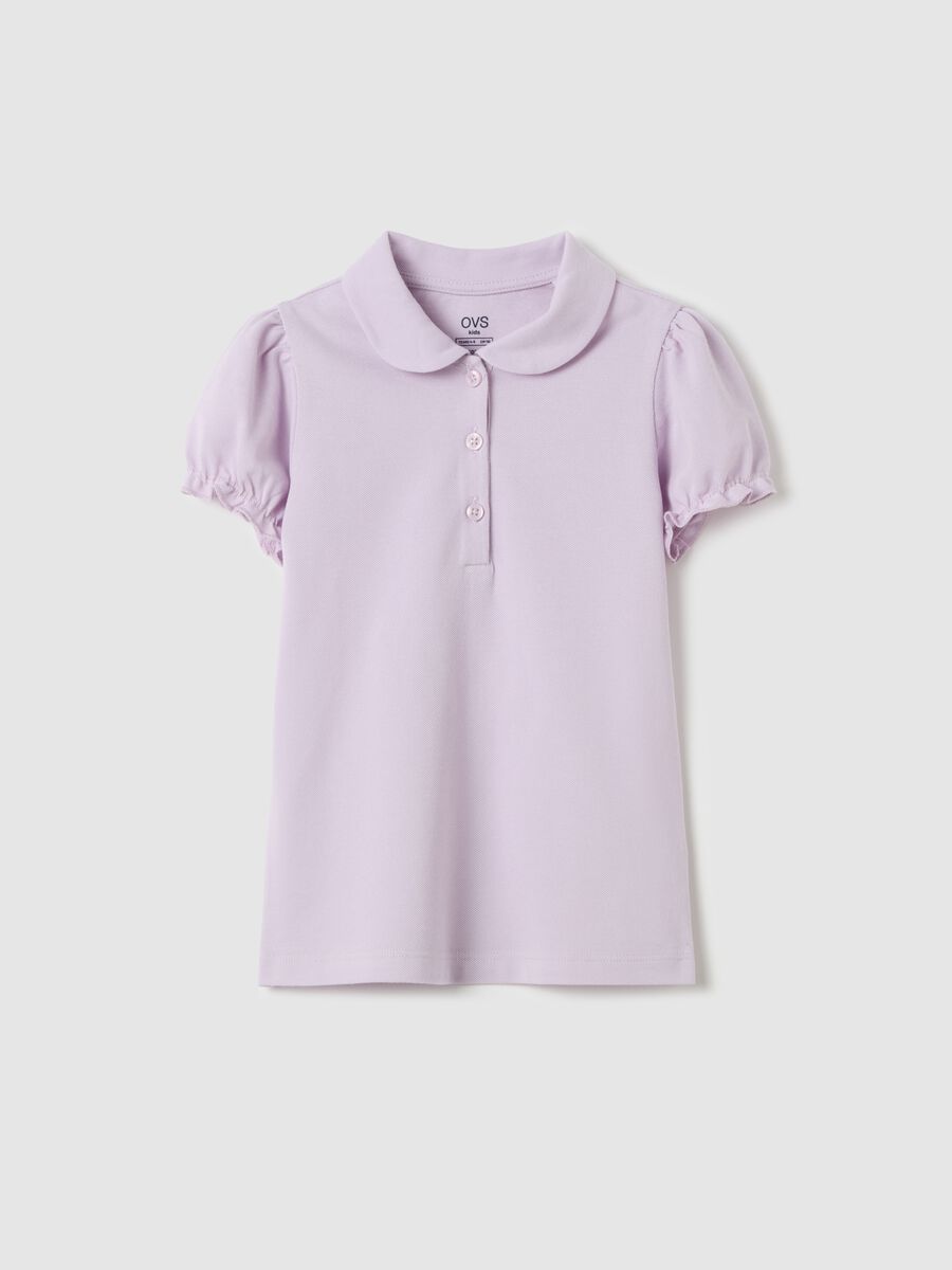 Polo shirt in piquet with puff sleeves_0