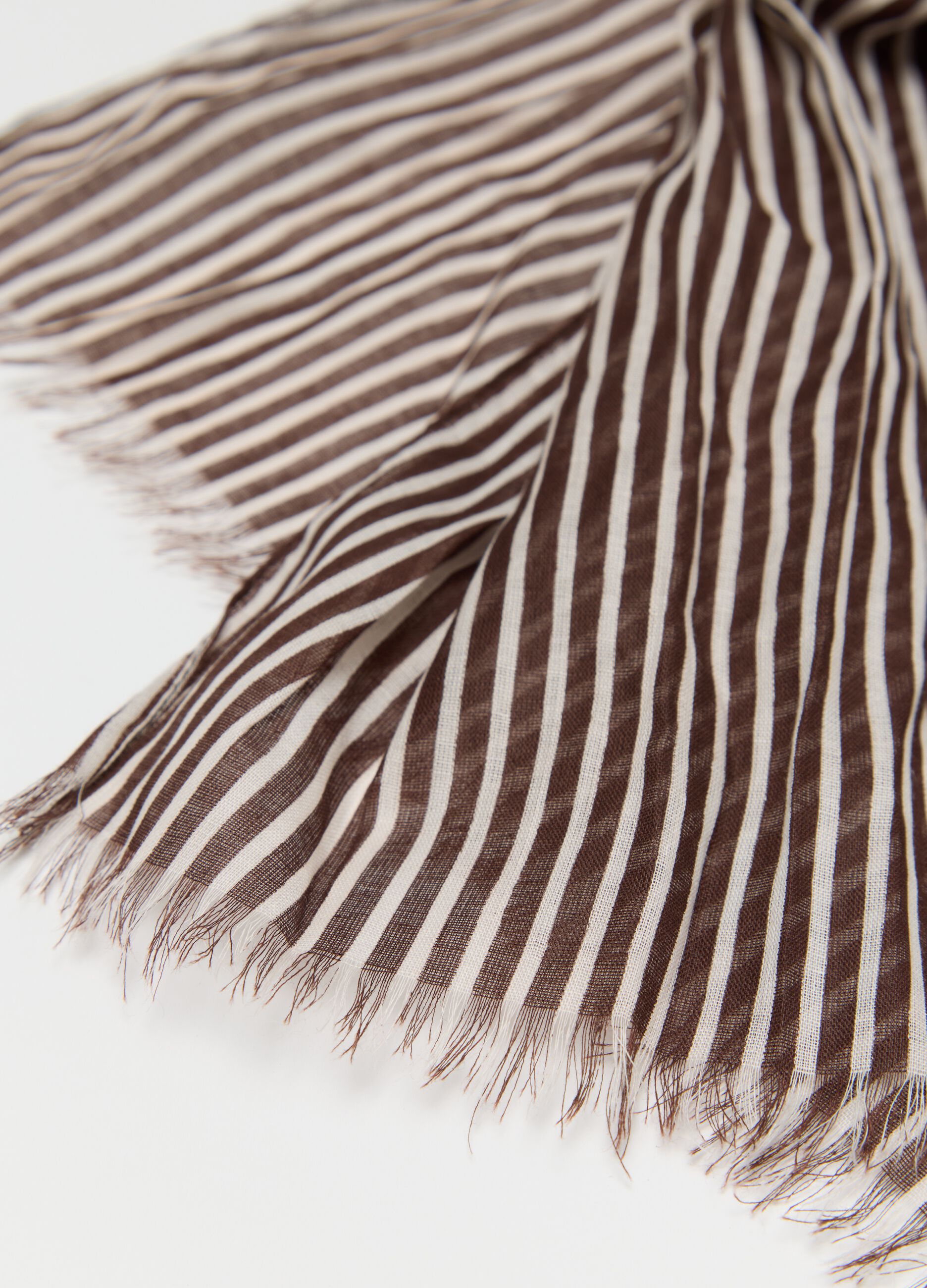 Brown striped cotton scarf