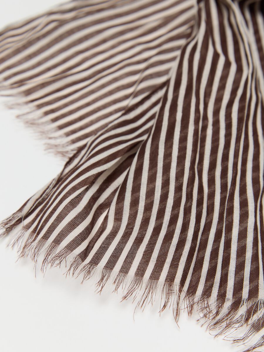 Brown striped cotton scarf_2