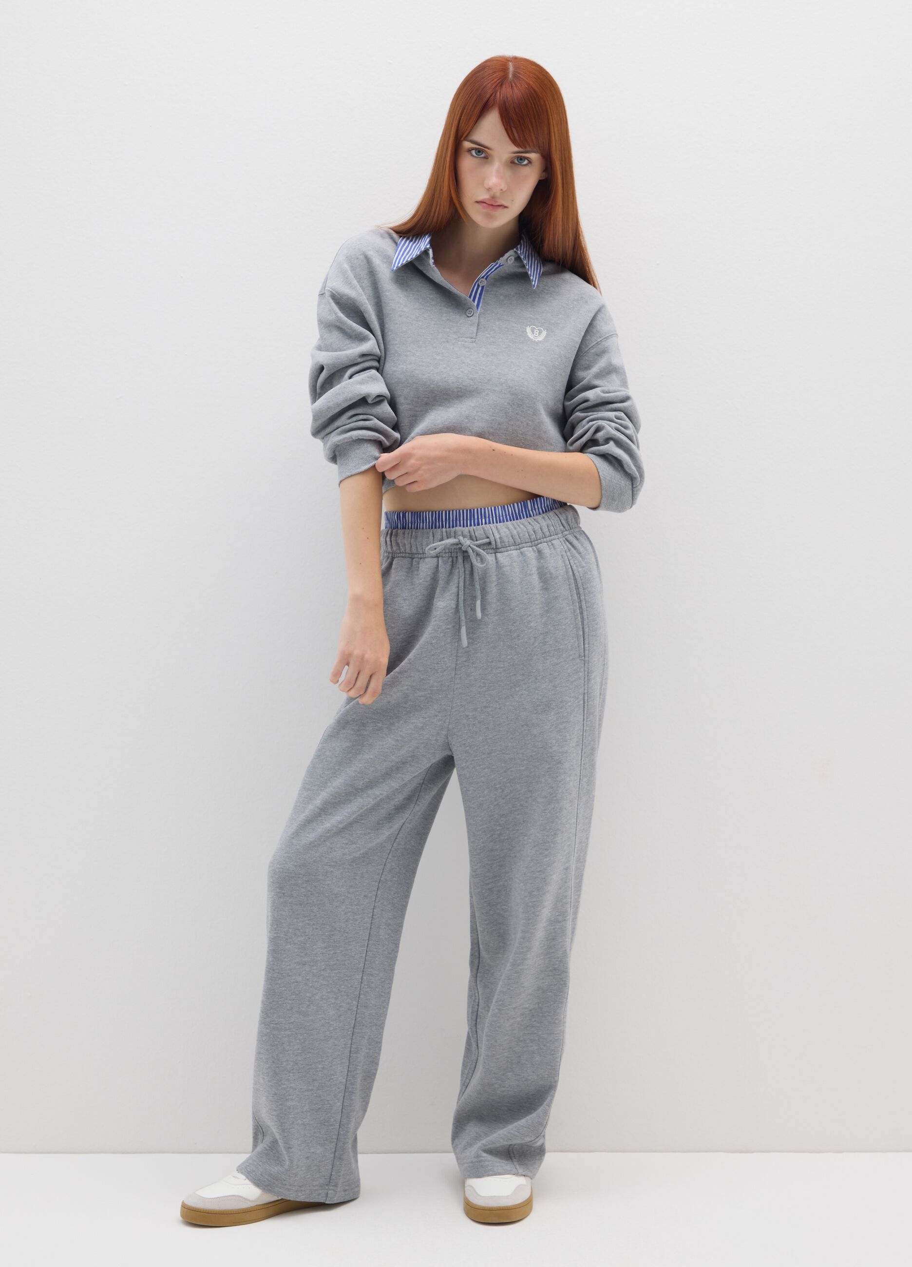 Grey Cotton Blend Sweatshirt Regular Fit