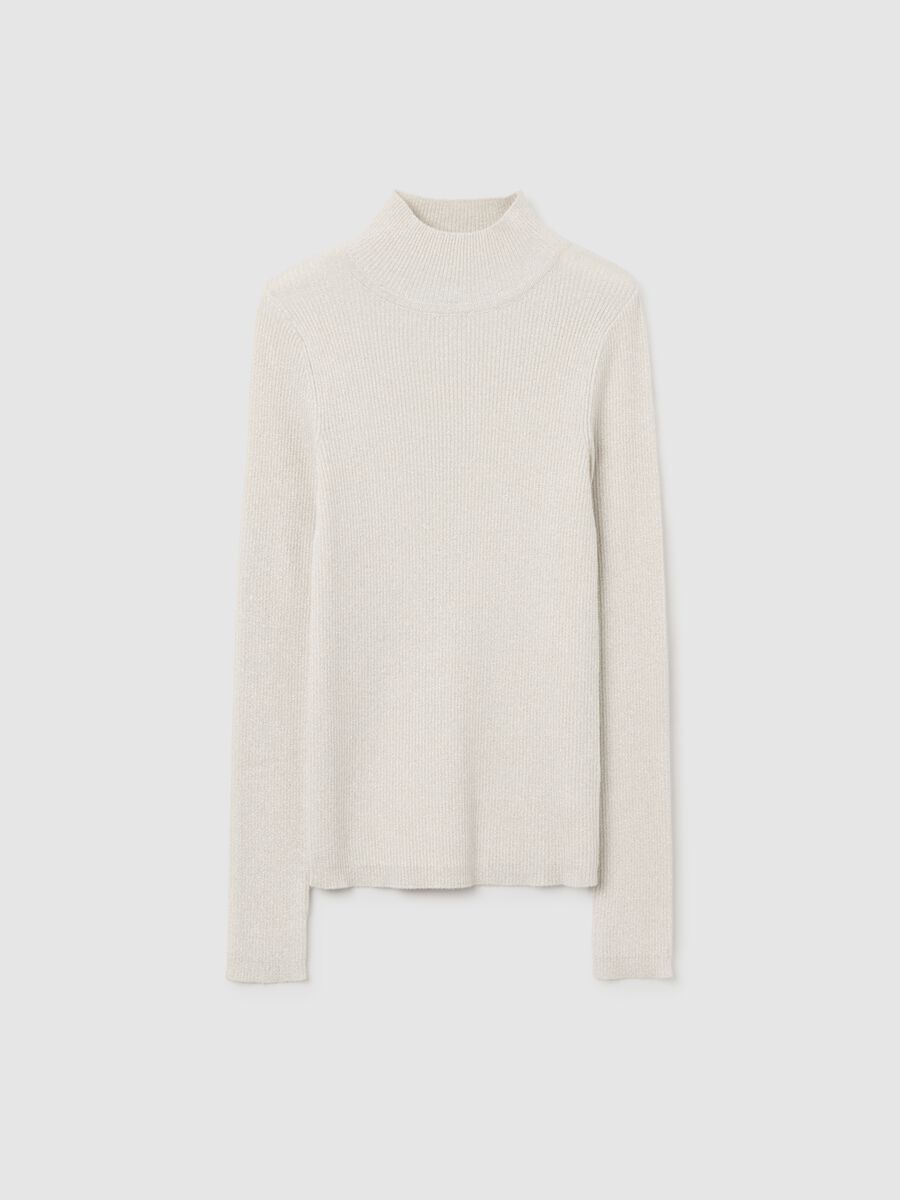 Beige Roll Neck Sweater with Fitted Fit_4