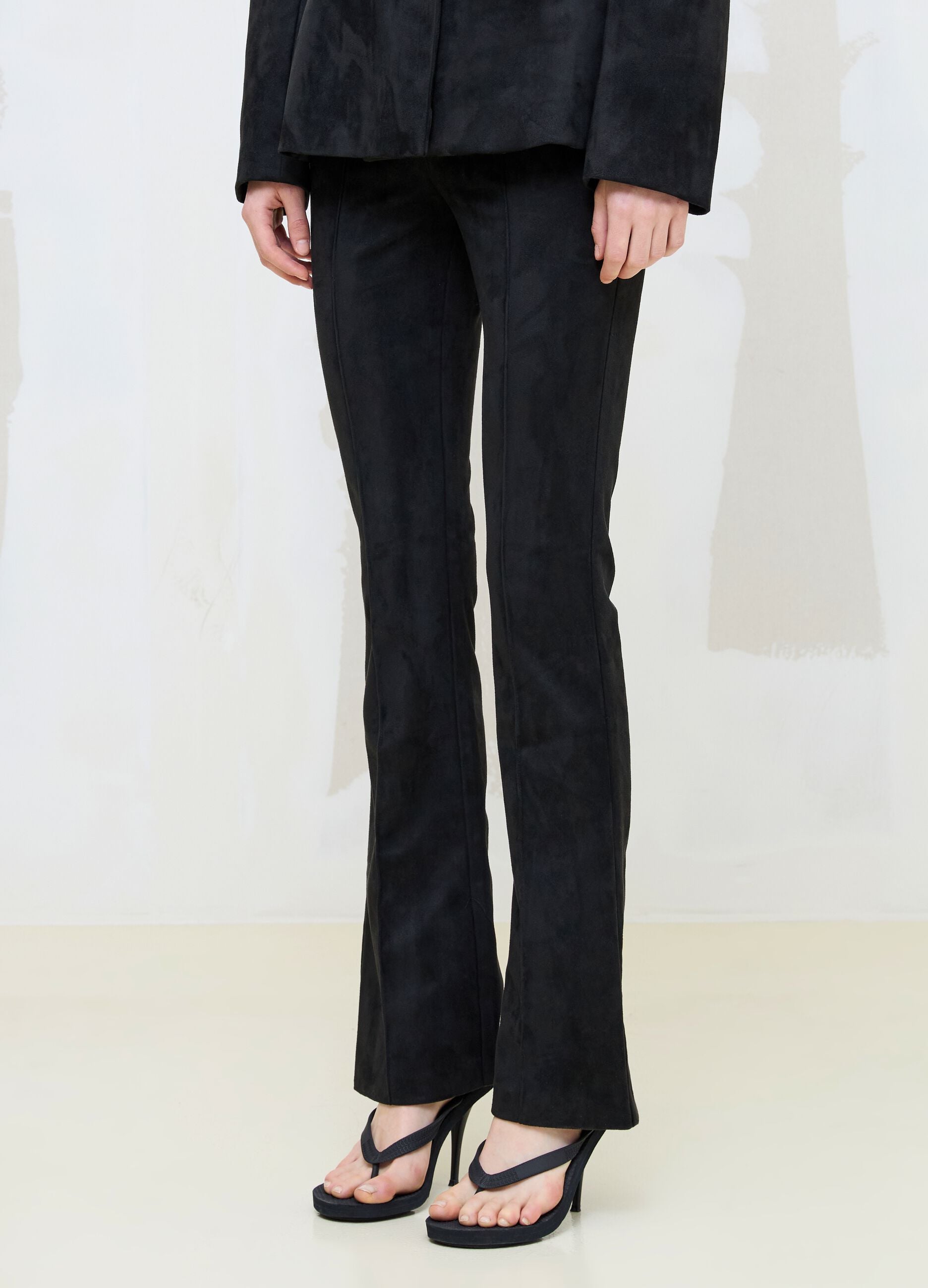 Faux Suede Formal Slim-Fit Trousers