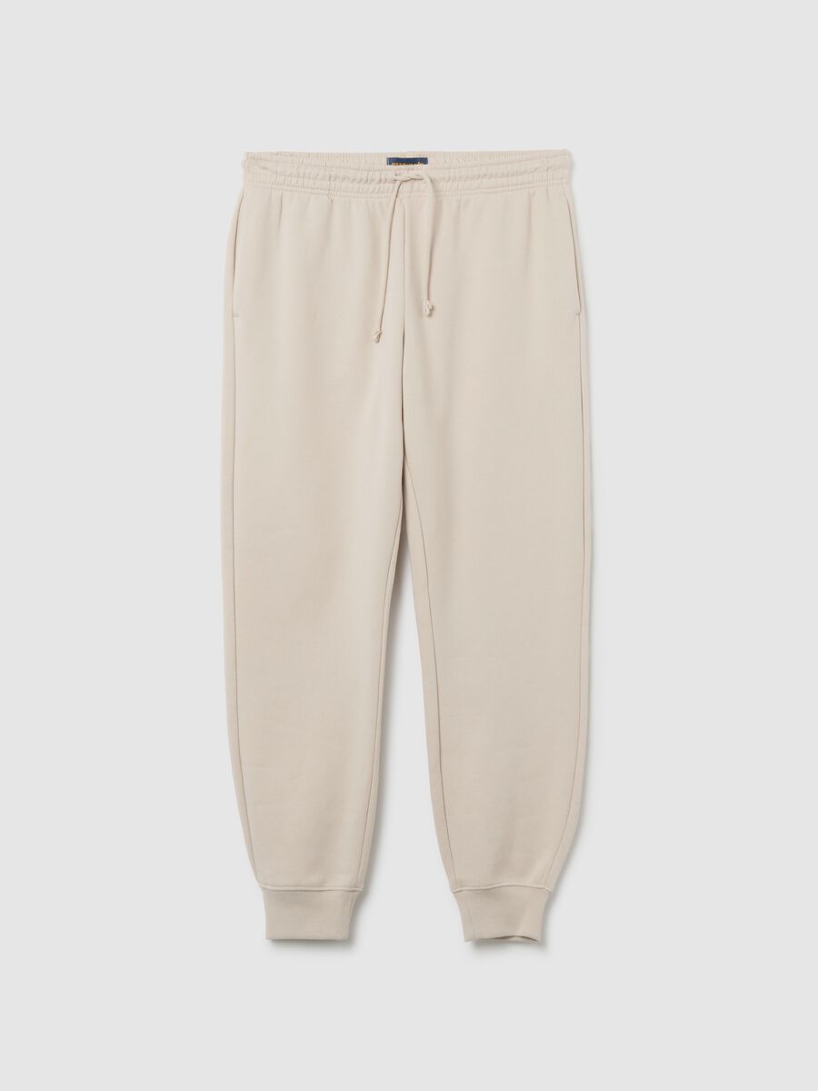 Beige cotton blend trousers regular fit_4