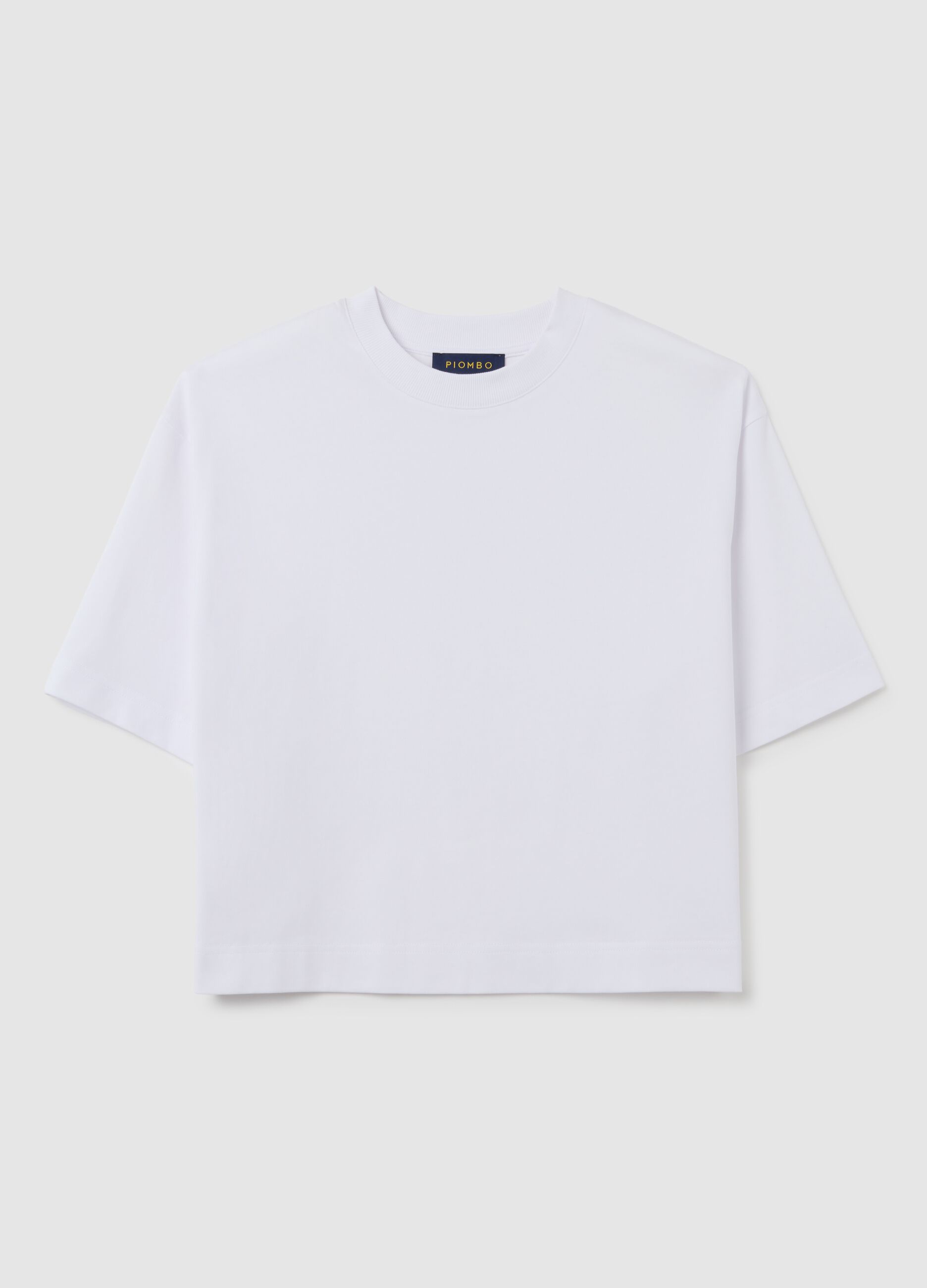 White cotton blend boxy fit T-shirt