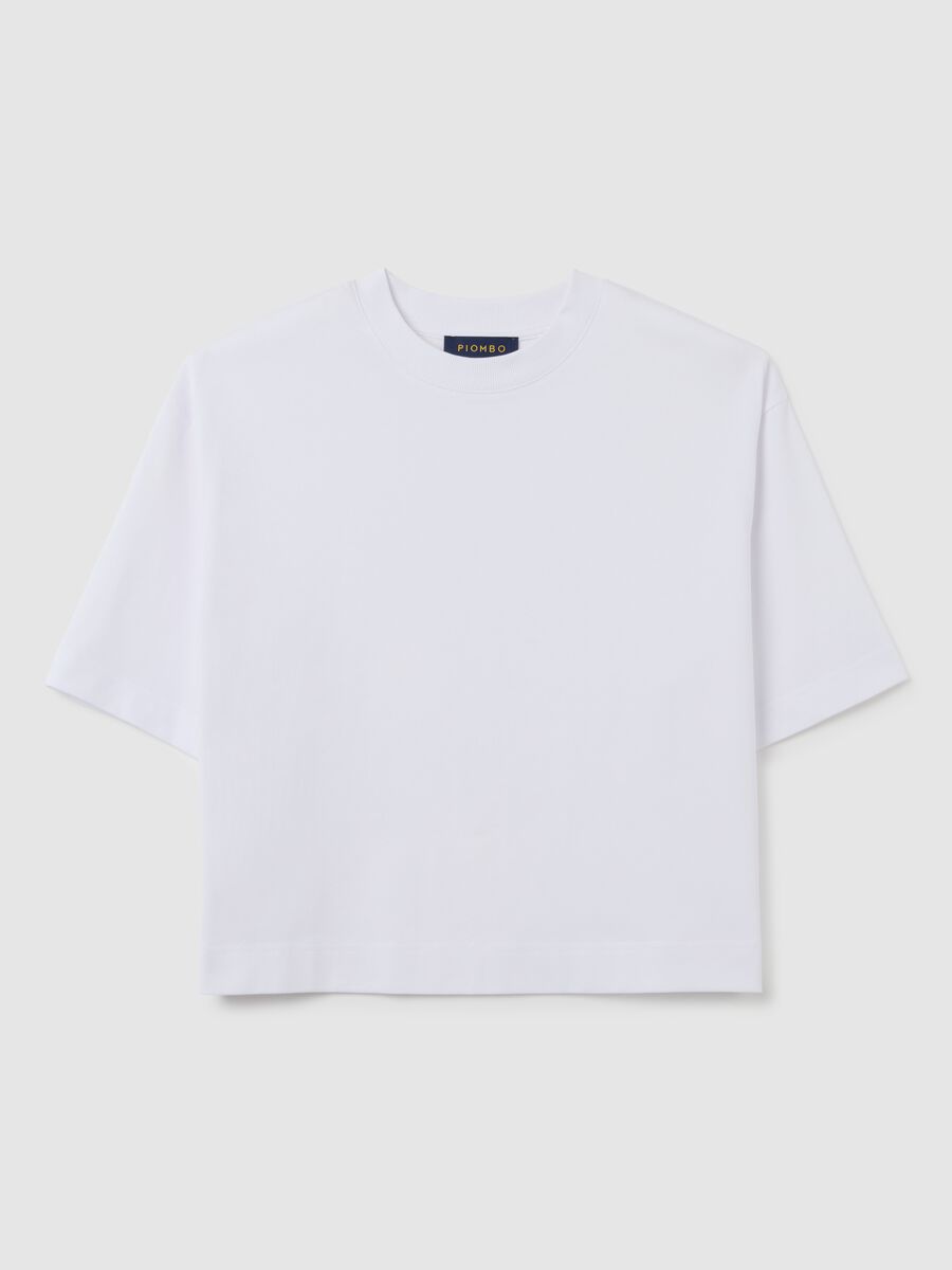 T-shirt in misto cotone bianca boxy fit_0
