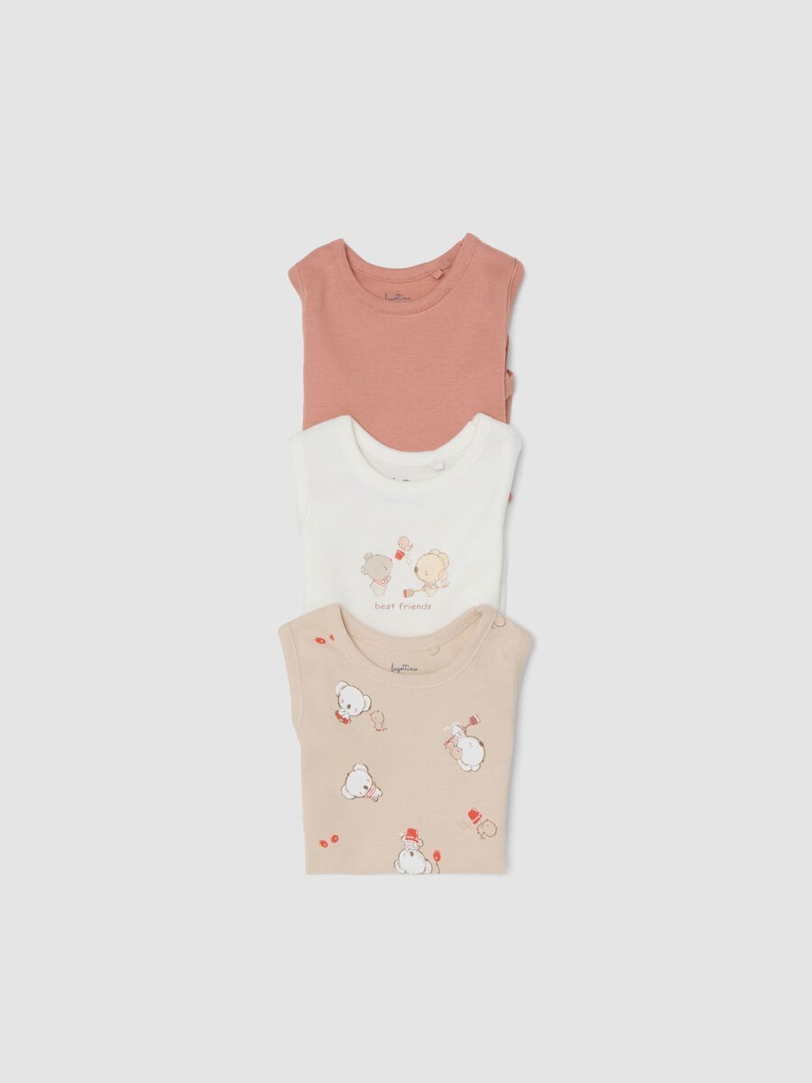 Sleeveless multicolour cotton bodysuit tripack for newborns_2