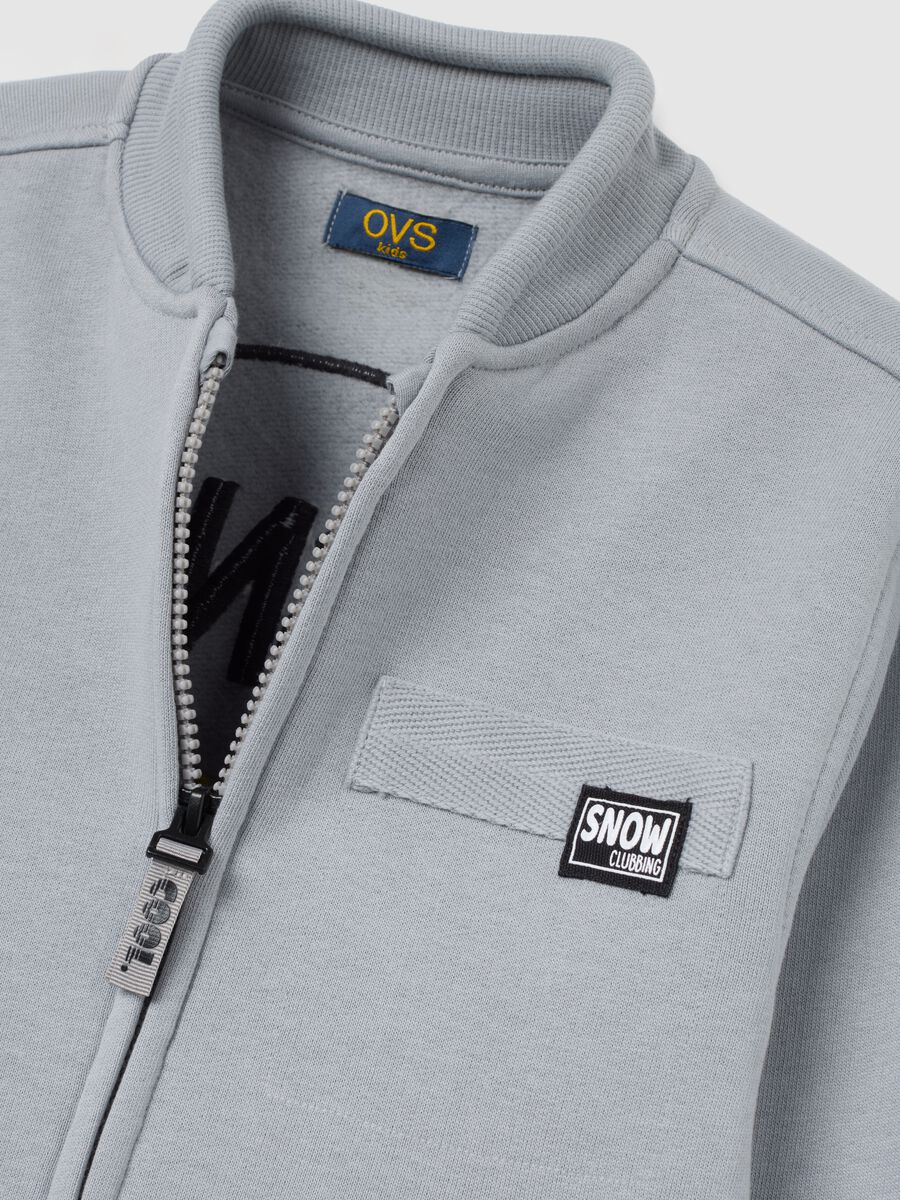 Kids' grey zipped cotton blend sweatshirt in regular fit_2