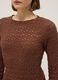 Brown cotton and viscose blend sweater regular fit with knit texture_3