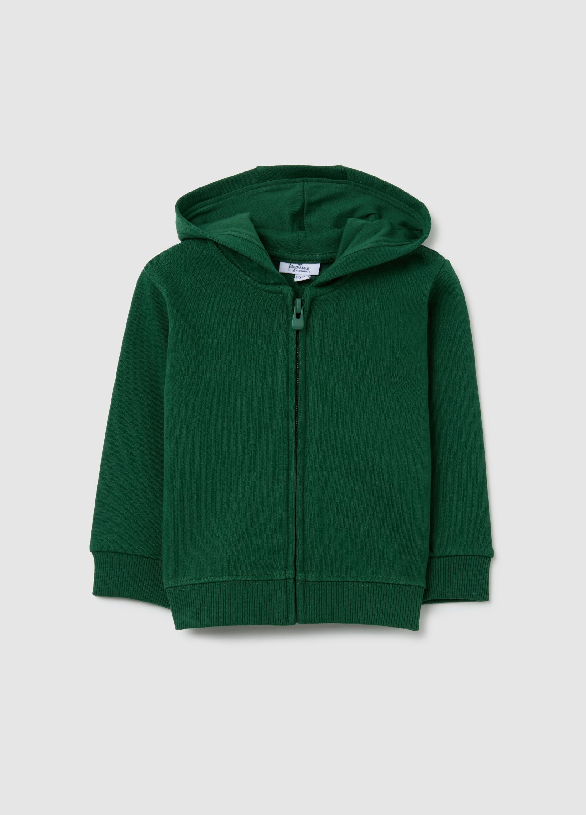 Felpa da neonato in puro cotone verde regular fit