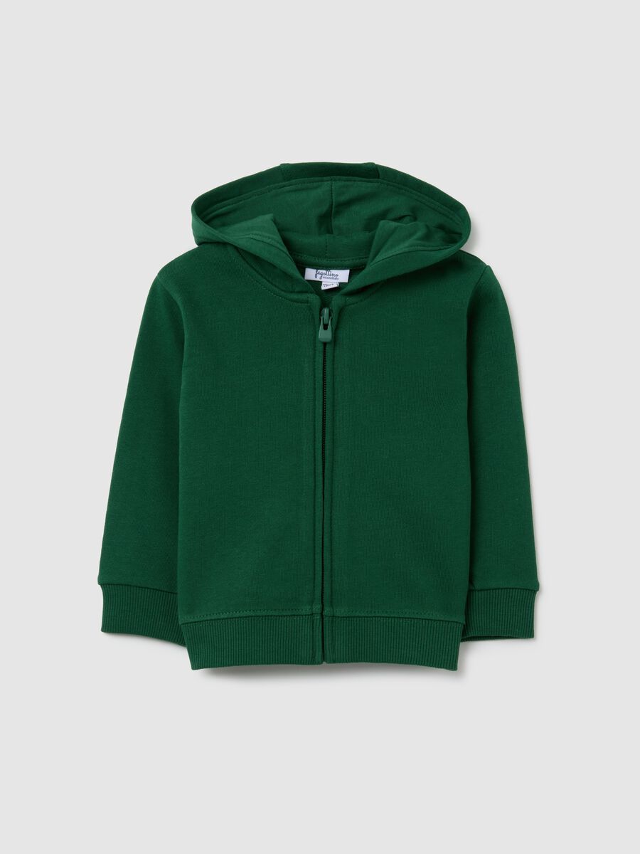 Felpa da neonato in puro cotone verde regular fit_0