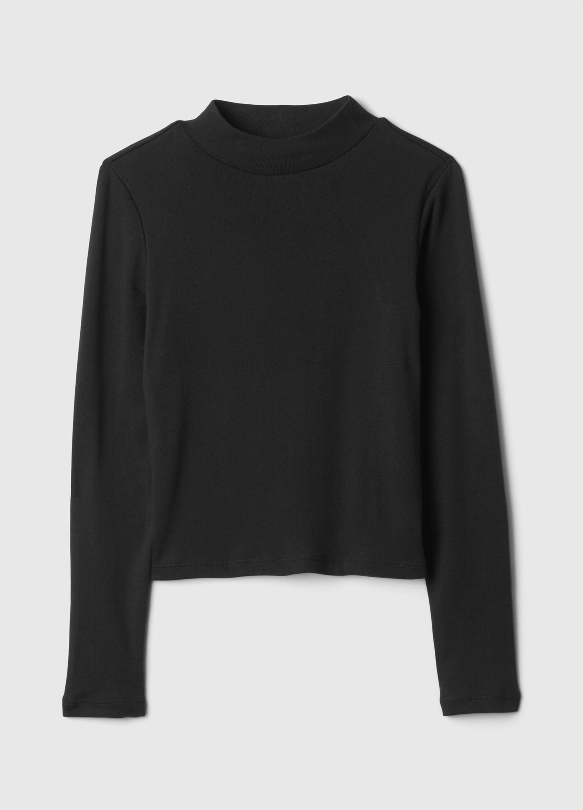 Long-sleeved T-shirt with mock neck