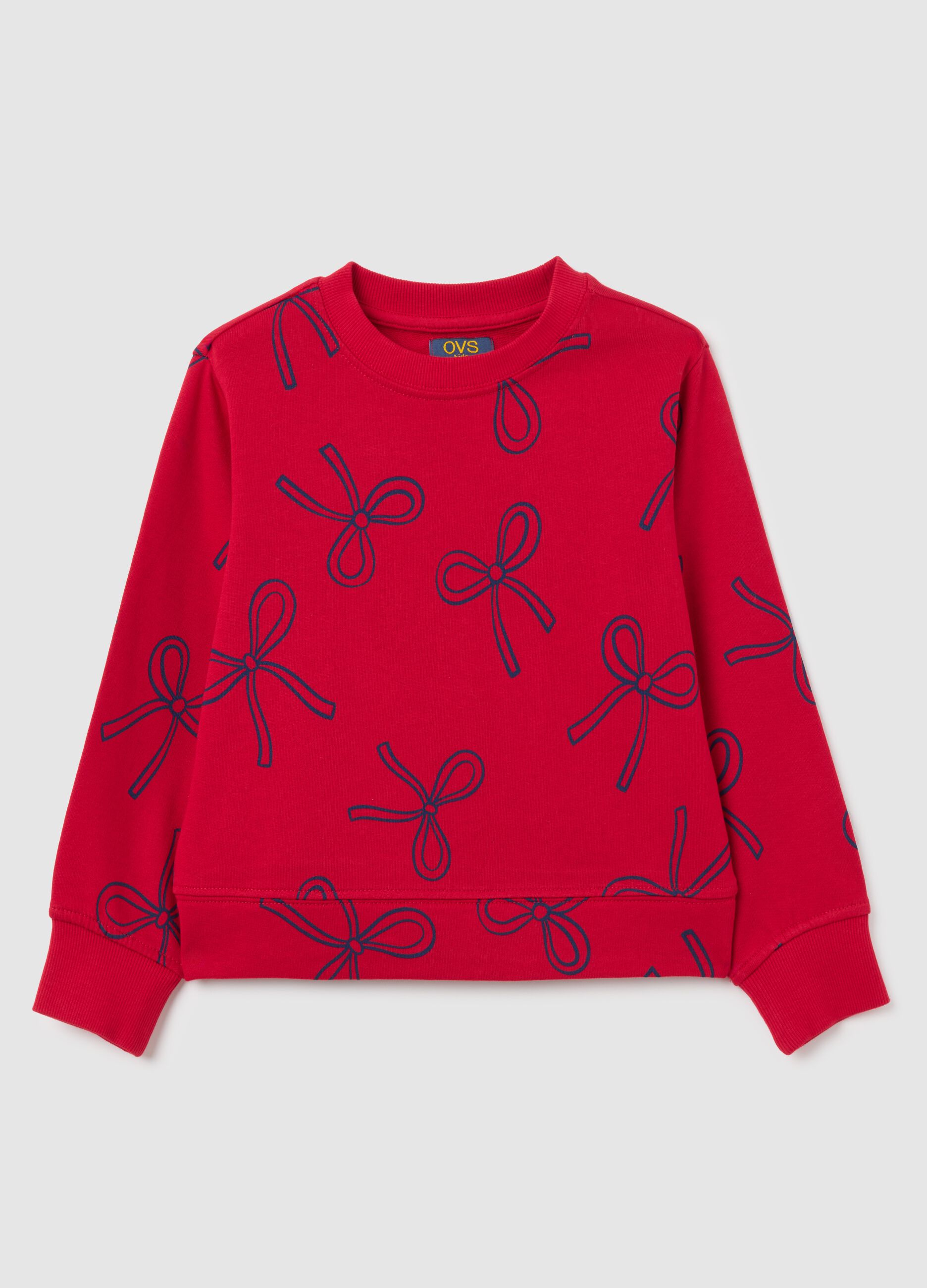 Girls' red pure cotton sweatshirt regular fit