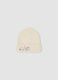 Cappello beige in maglia con ricamo floreale_0