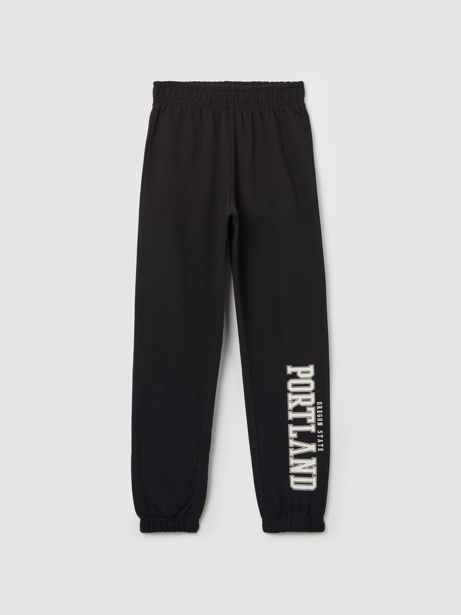 Joggers with elasticated edging and lettering print_3