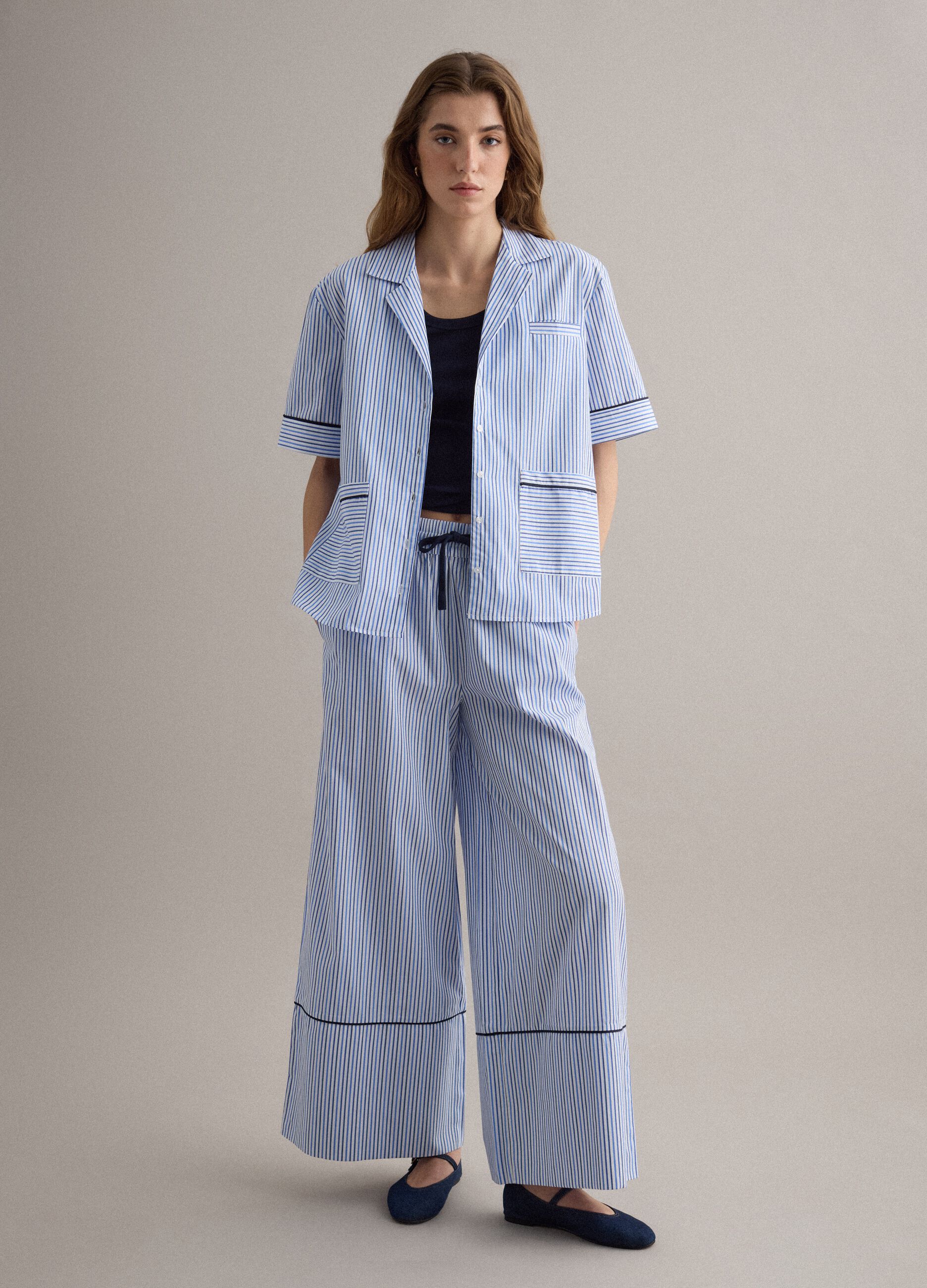 Light blue pure cotton palazzo trousers