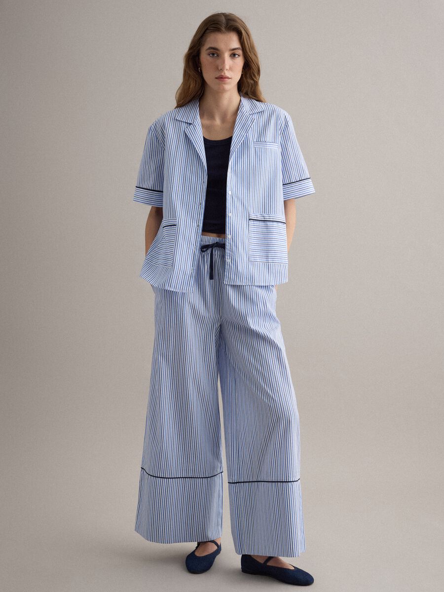 Light blue pure cotton palazzo trousers_0