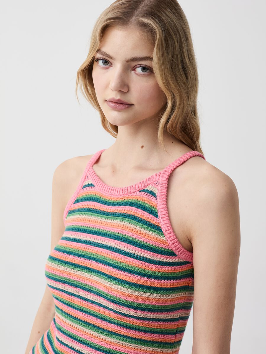 Striped crochet cotton dress_1