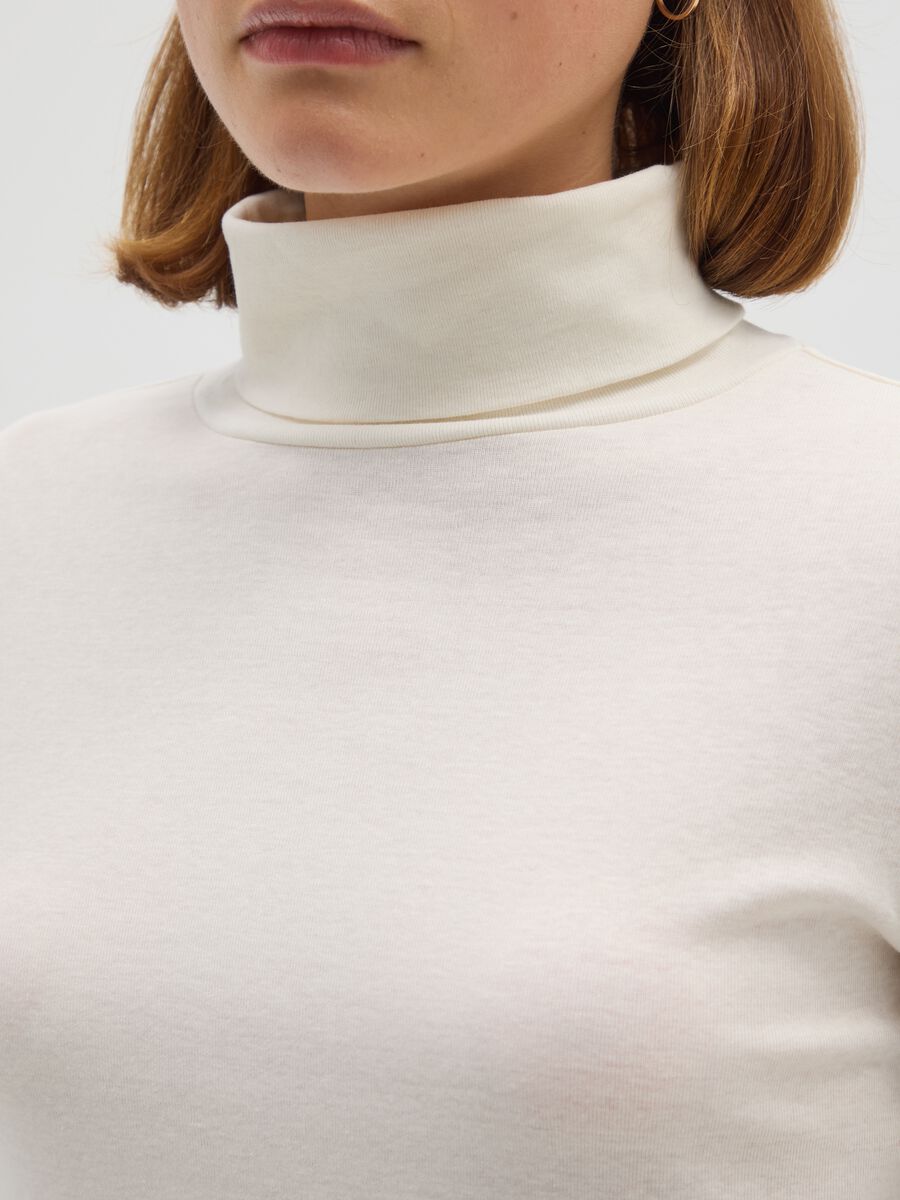 Dolcevita in misto cotone bianco regular fit_3