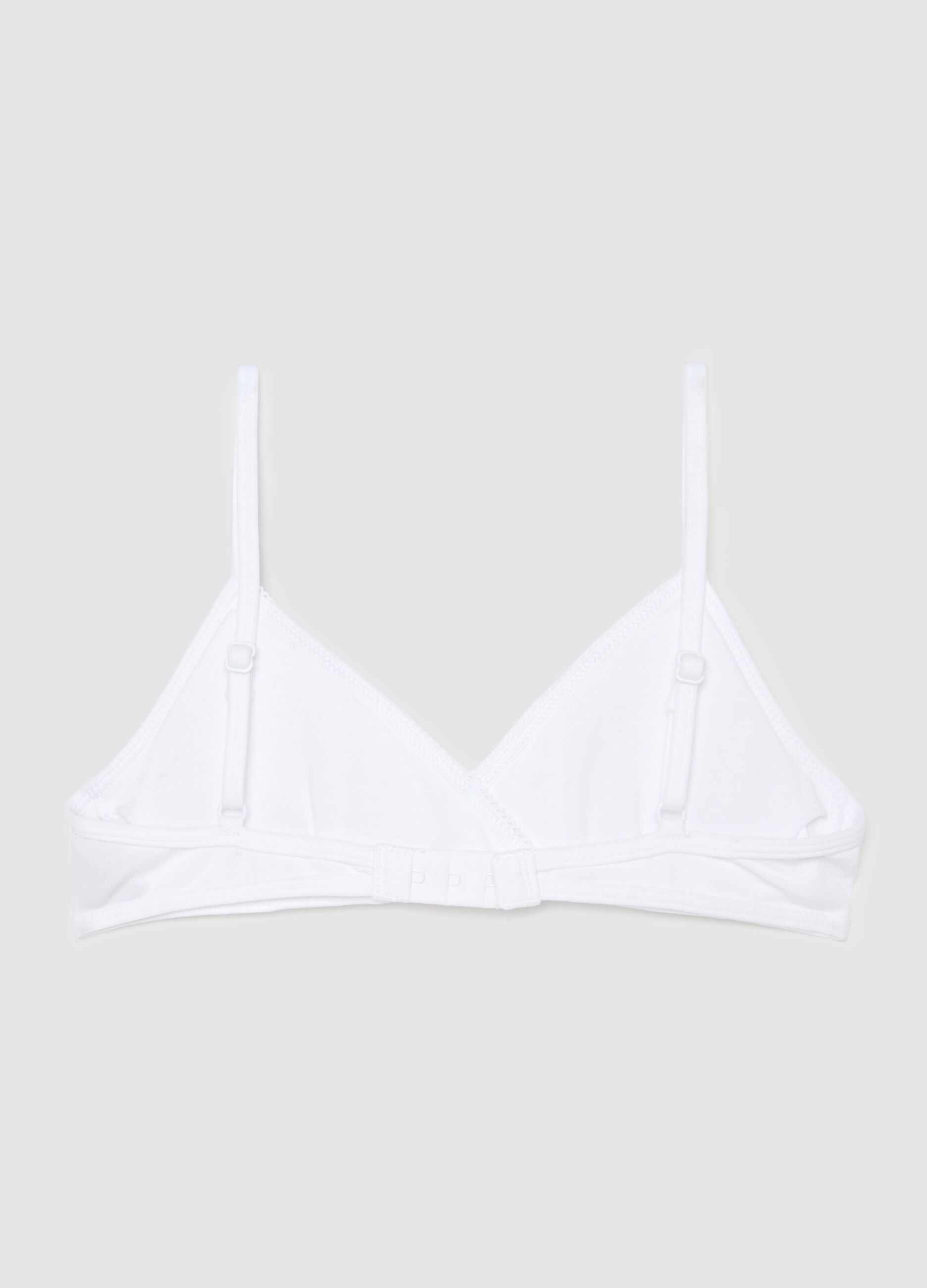 Girls' white stretch cotton triangle bra