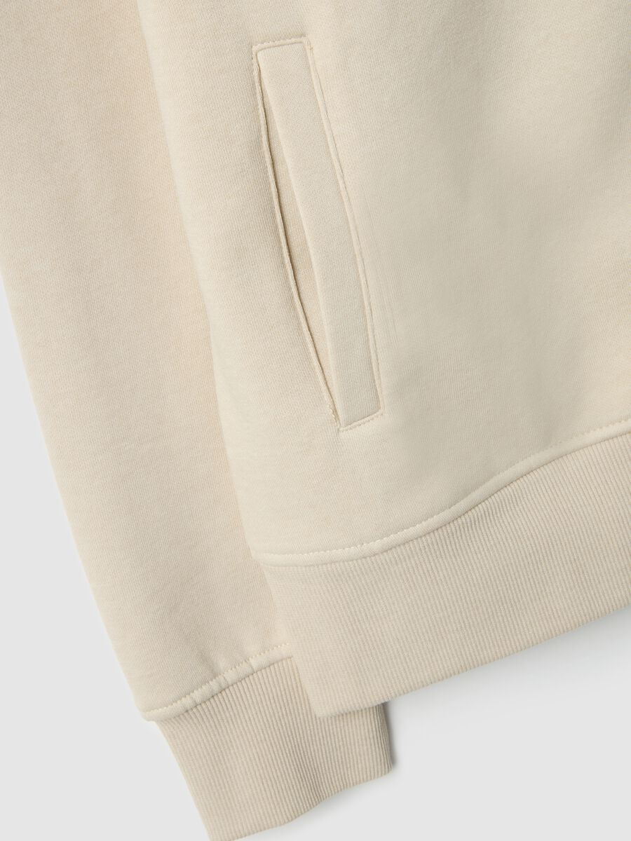 Beige cotton-blend sweatshirt in regular fit with full zip_5
