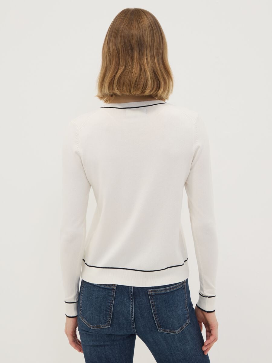 Cardigan bianco in viscosa elasticizzata regular fit_3
